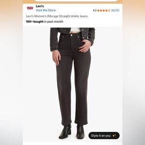 Levi's Women's Black Ribcage Straight Ankle Jeans